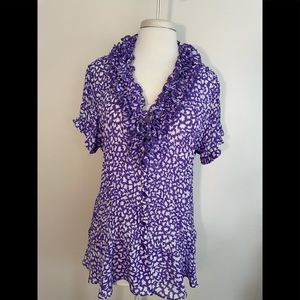 Allison Taylor blouse  Size 1X  Purple &  White color